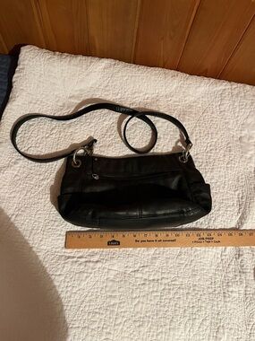 Tignanello Black Leather Crossbody Bag with Silver Hardware